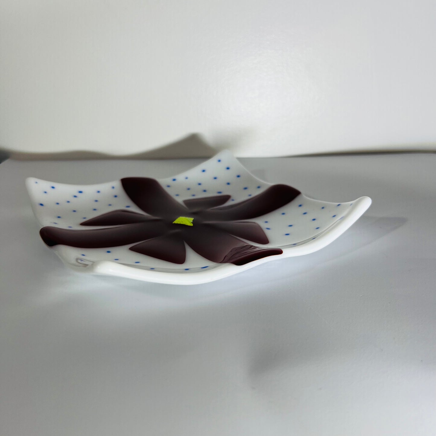 Fused Glass Red Ribbon Serving dish