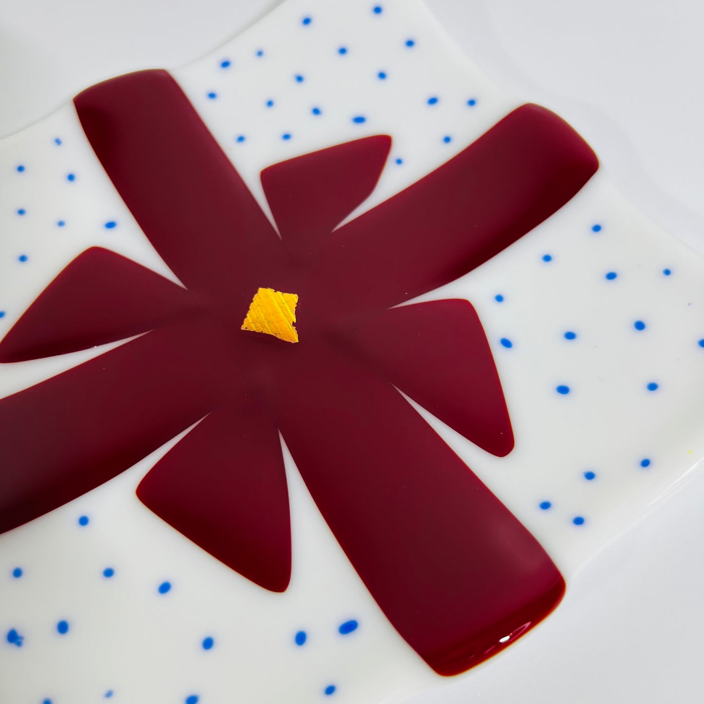 Fused Glass Red Ribbon Serving dish