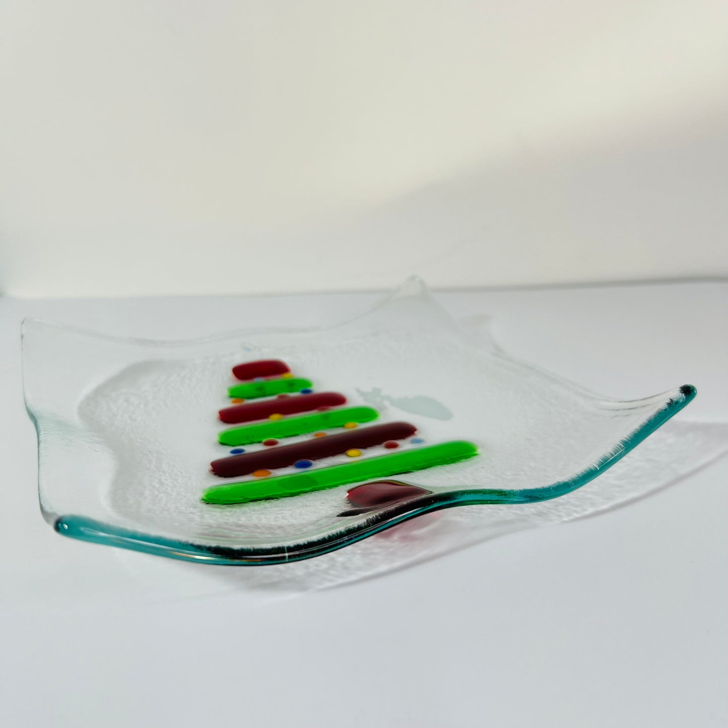 Fused Glass, one of a kind, Christmas Serving dish