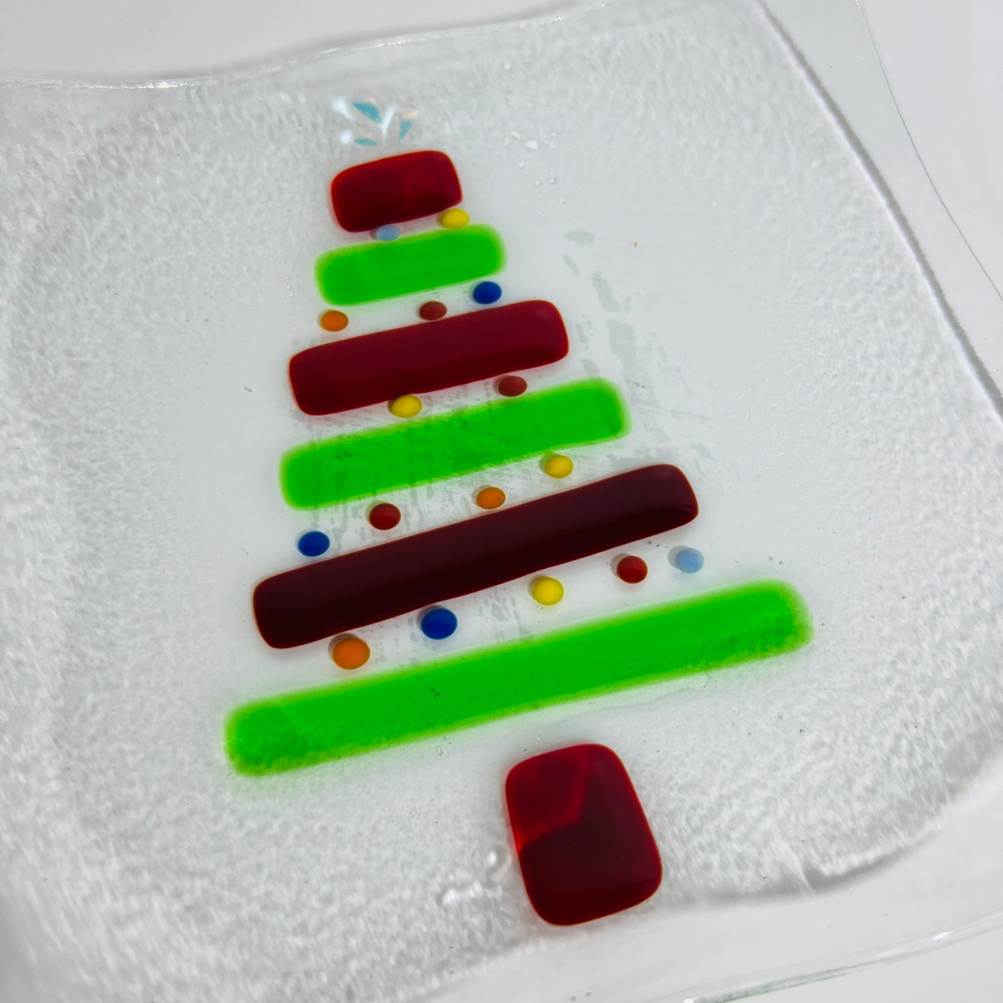 Fused Glass, one of a kind, Christmas Serving dish
