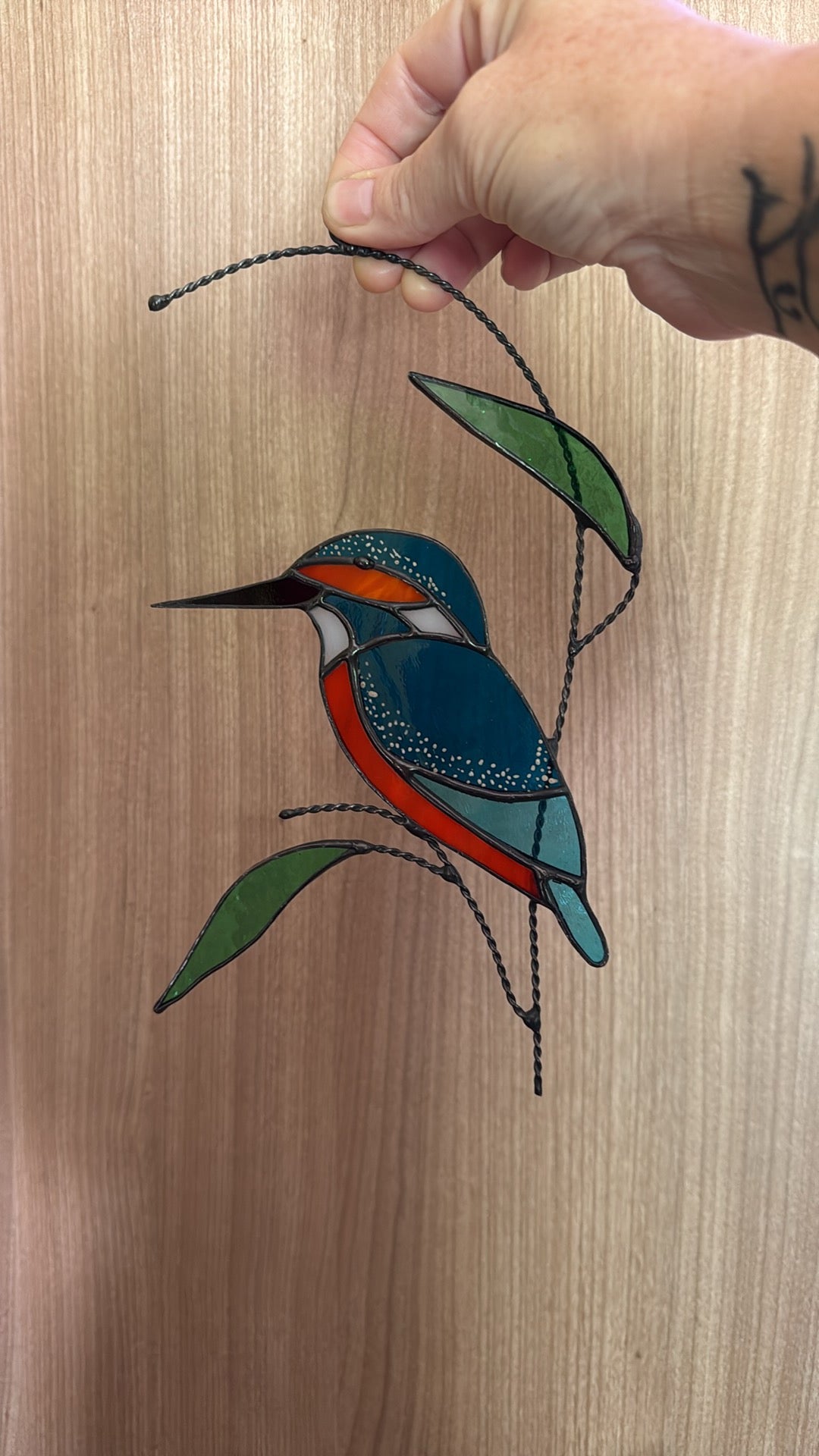 Handcrafted Stainedglass Kingfisher Suncatcher - Bird Window Ornament & Home Decor
