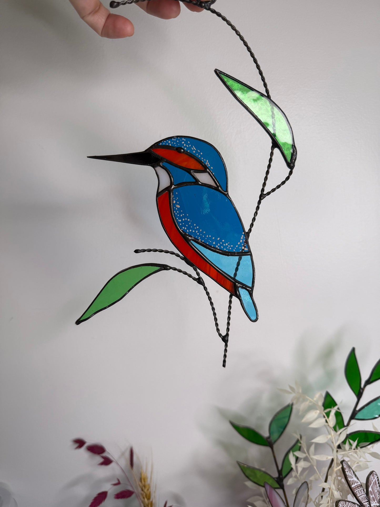 Handcrafted Stainedglass Kingfisher Suncatcher - Bird Window Ornament & Home Decor