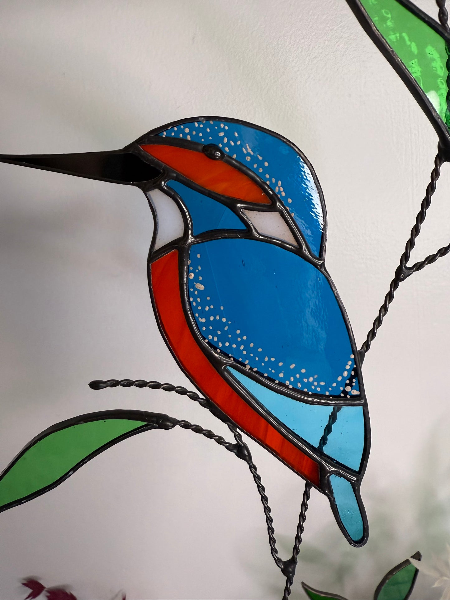 Handcrafted Stainedglass Kingfisher Suncatcher - Bird Window Ornament & Home Decor