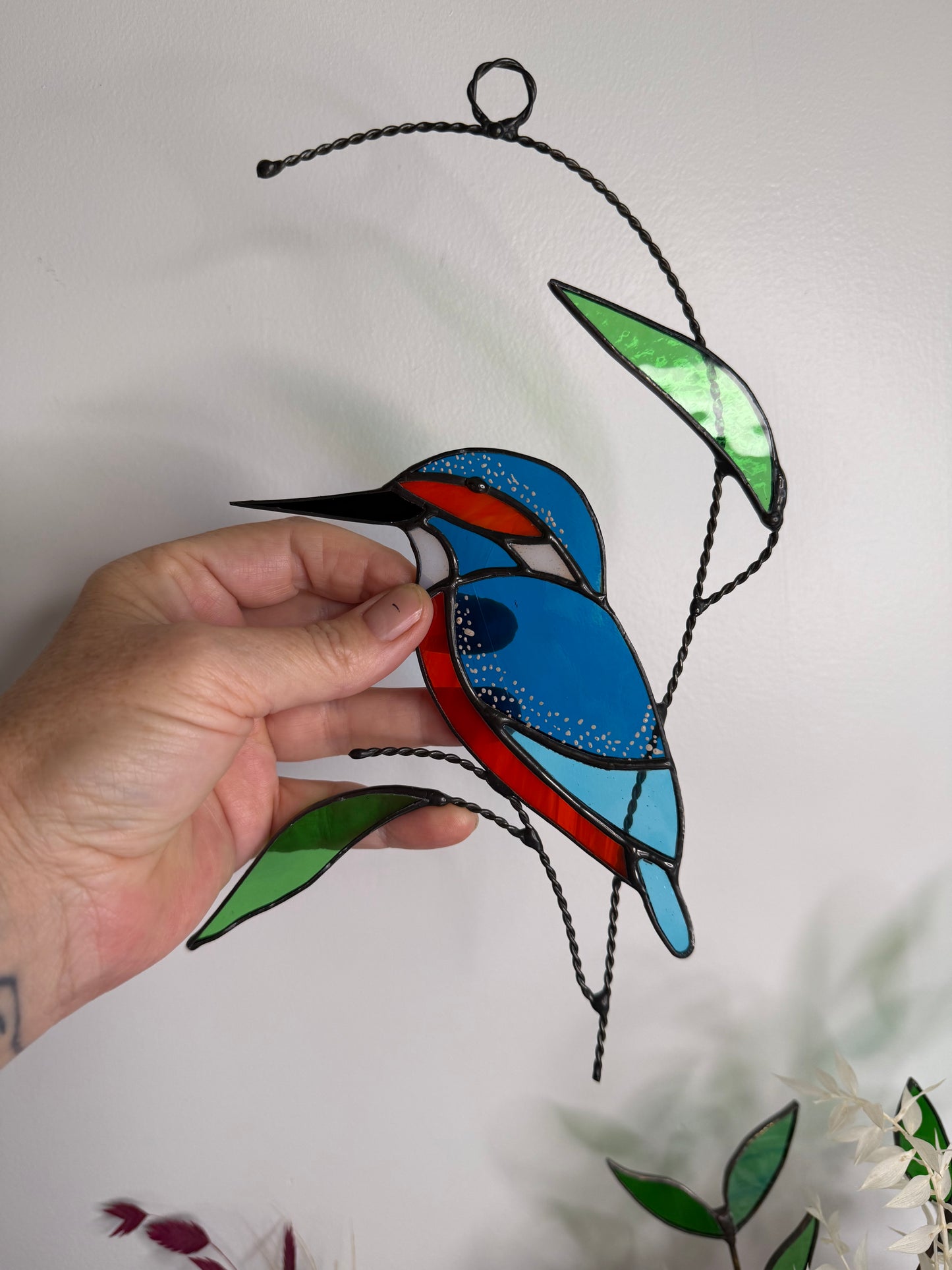 Handcrafted Stainedglass Kingfisher Suncatcher - Bird Window Ornament & Home Decor