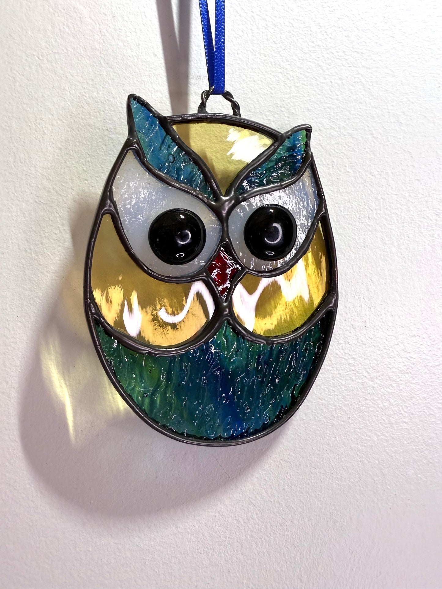 Handcrafted Stainedglass Owl Suncatcher - Bird Window Ornament in & Home Decor