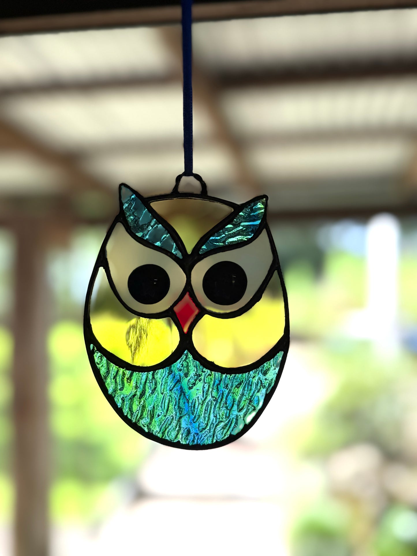 Handcrafted Stainedglass Owl Suncatcher - Bird Window Ornament in & Home Decor