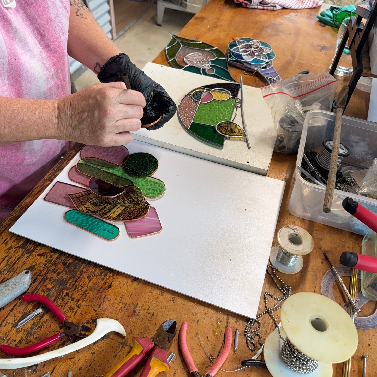 Handcrafted Stainedglass Retro Wall Hanger/Mobile - Window Ornament & Home Decor