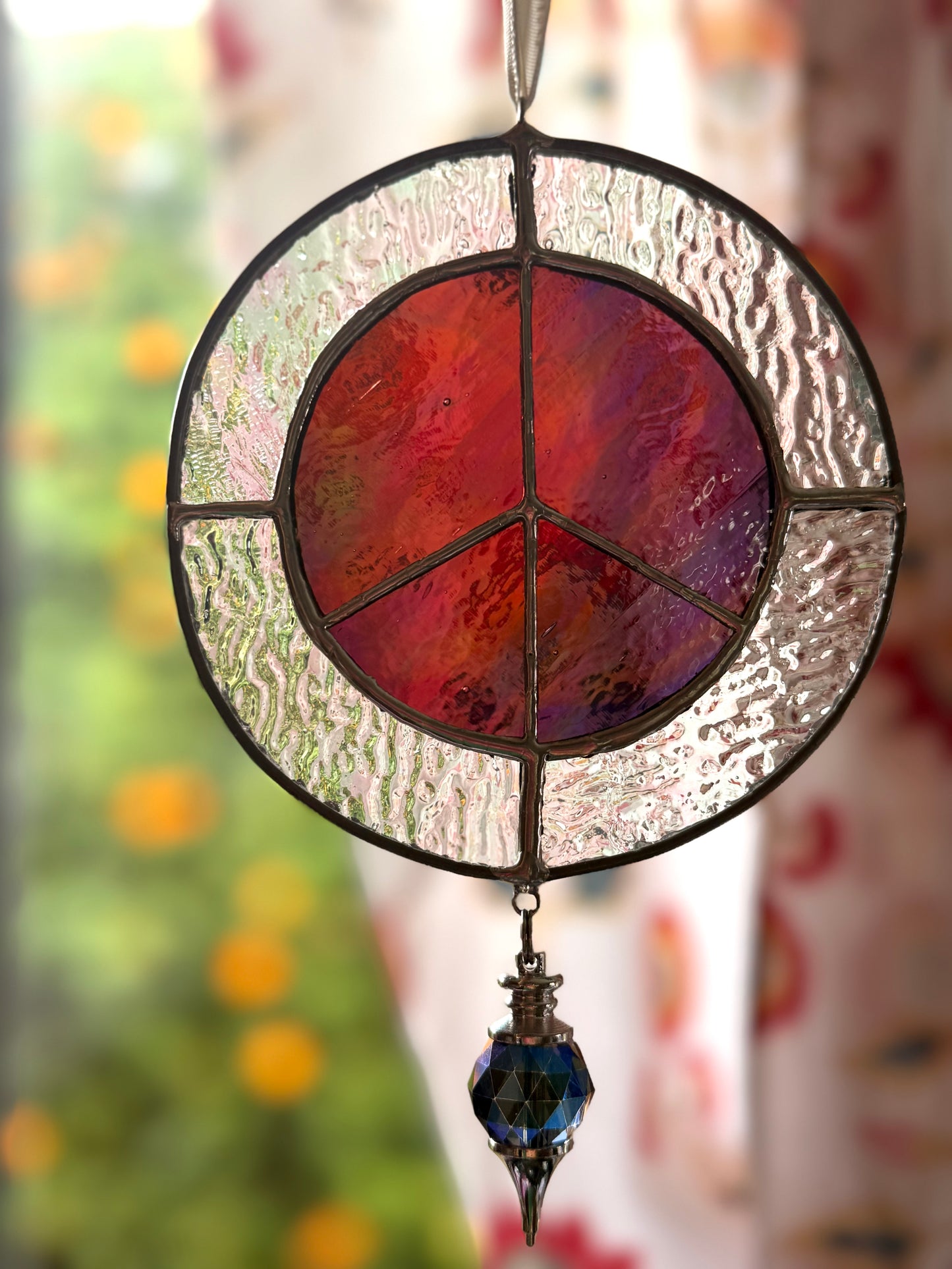 Handcrafted Stainedglass Peace Suncatcher - Window Ornament & Home Decor