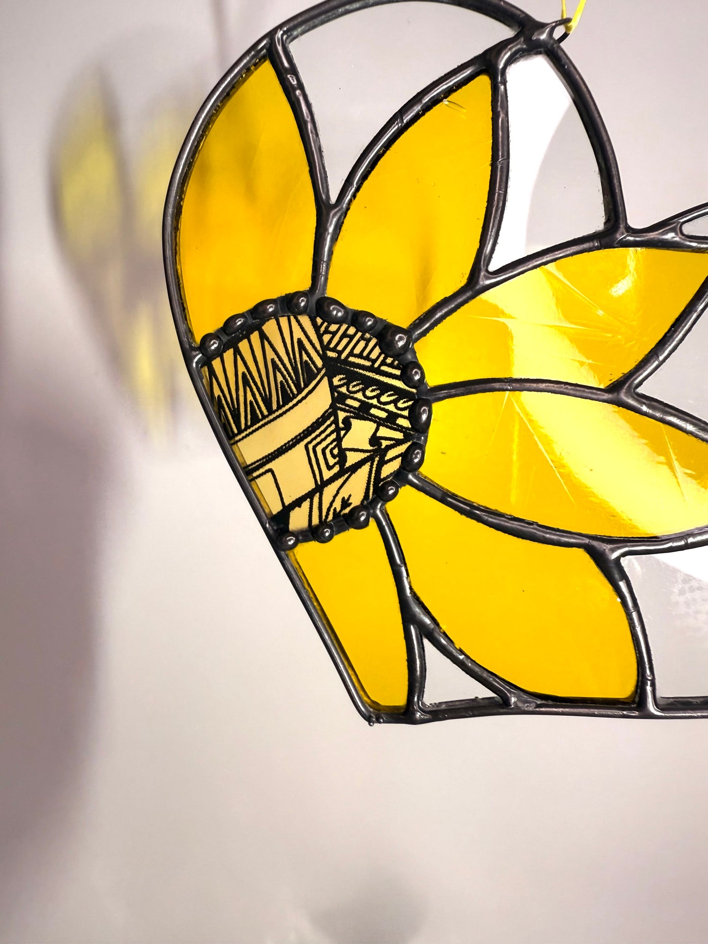Handcrafted Stainedglass Sunflower Heart Suncatcher - Butterfly Window Ornament & Home Decor