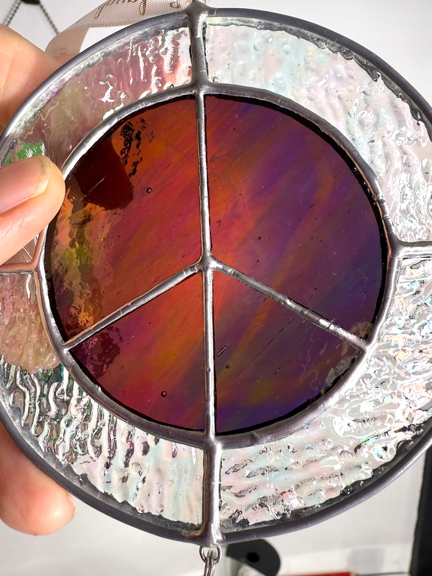Handcrafted Stainedglass Peace Suncatcher - Window Ornament & Home Decor