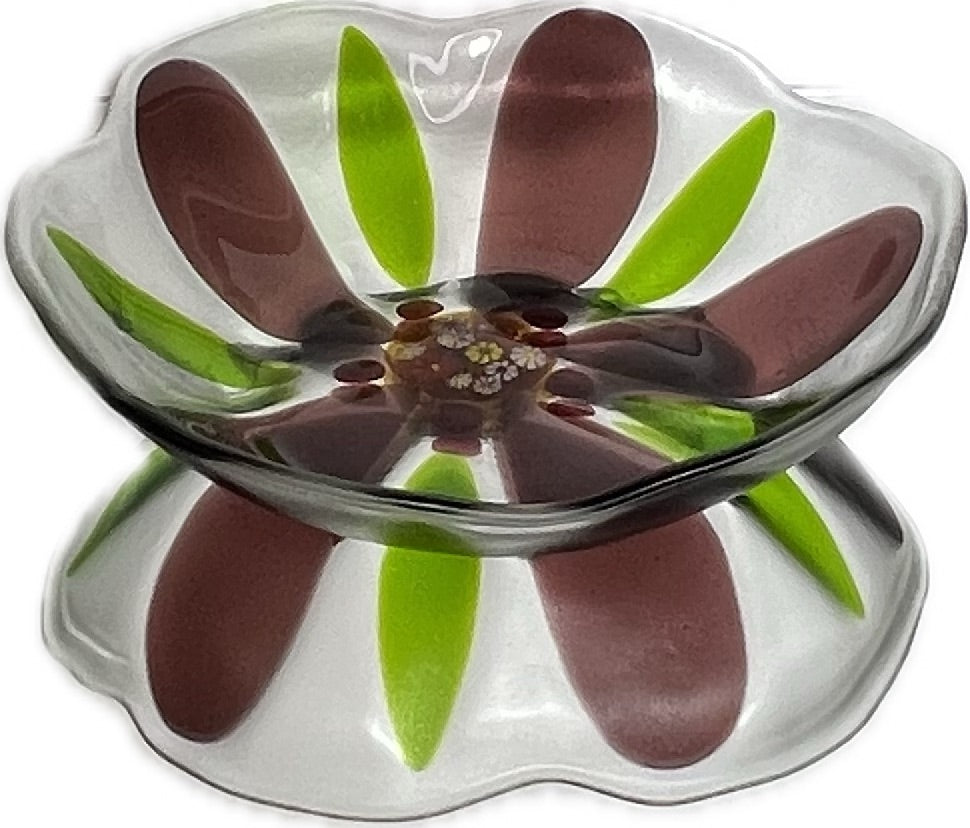 Pink flower glass bowl