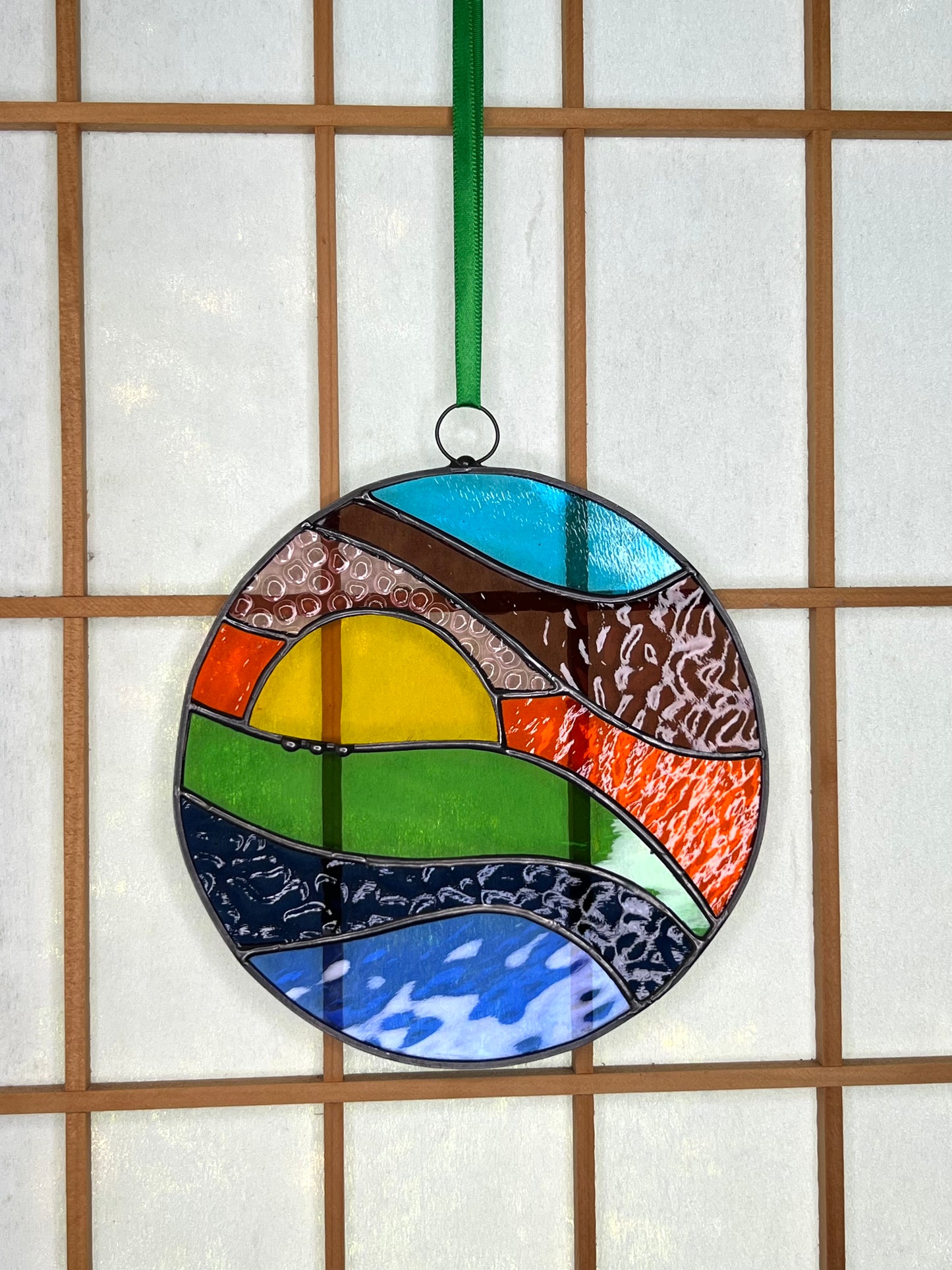 Handcrafted Small Sunny Stainedglass Suncatcher - Rainbow Window Ornament & Home Decor