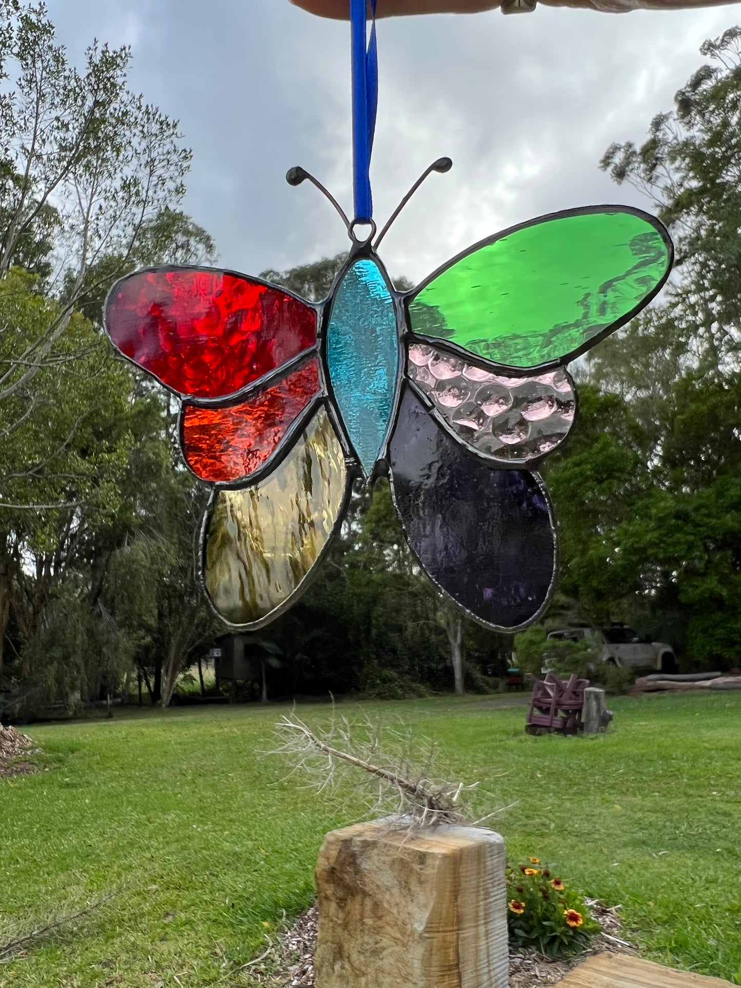 Handcrafted Stainedglass Rainbow Butterfly Suncatcher - Butterfly Window Ornament & Home Decor