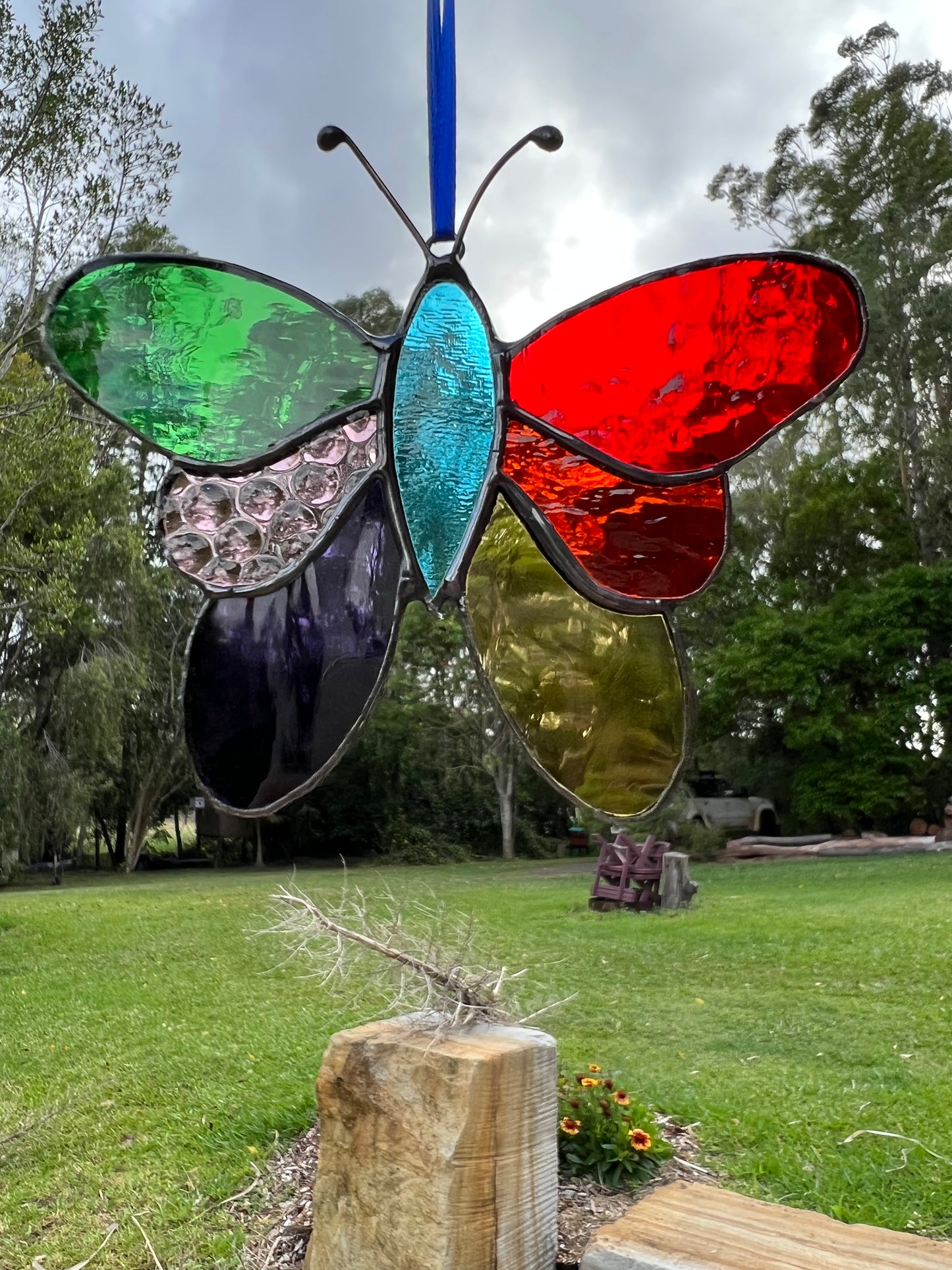 Handcrafted Stainedglass Rainbow Butterfly Suncatcher - Butterfly Window Ornament & Home Decor