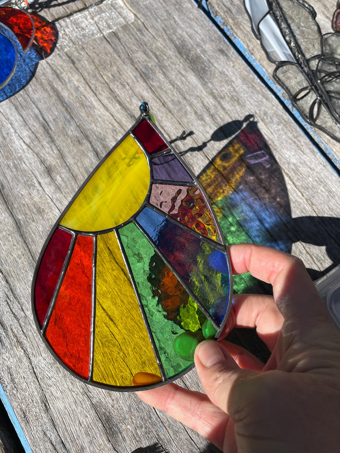 Stainedglass Rainbow Teardrop Suncatcher