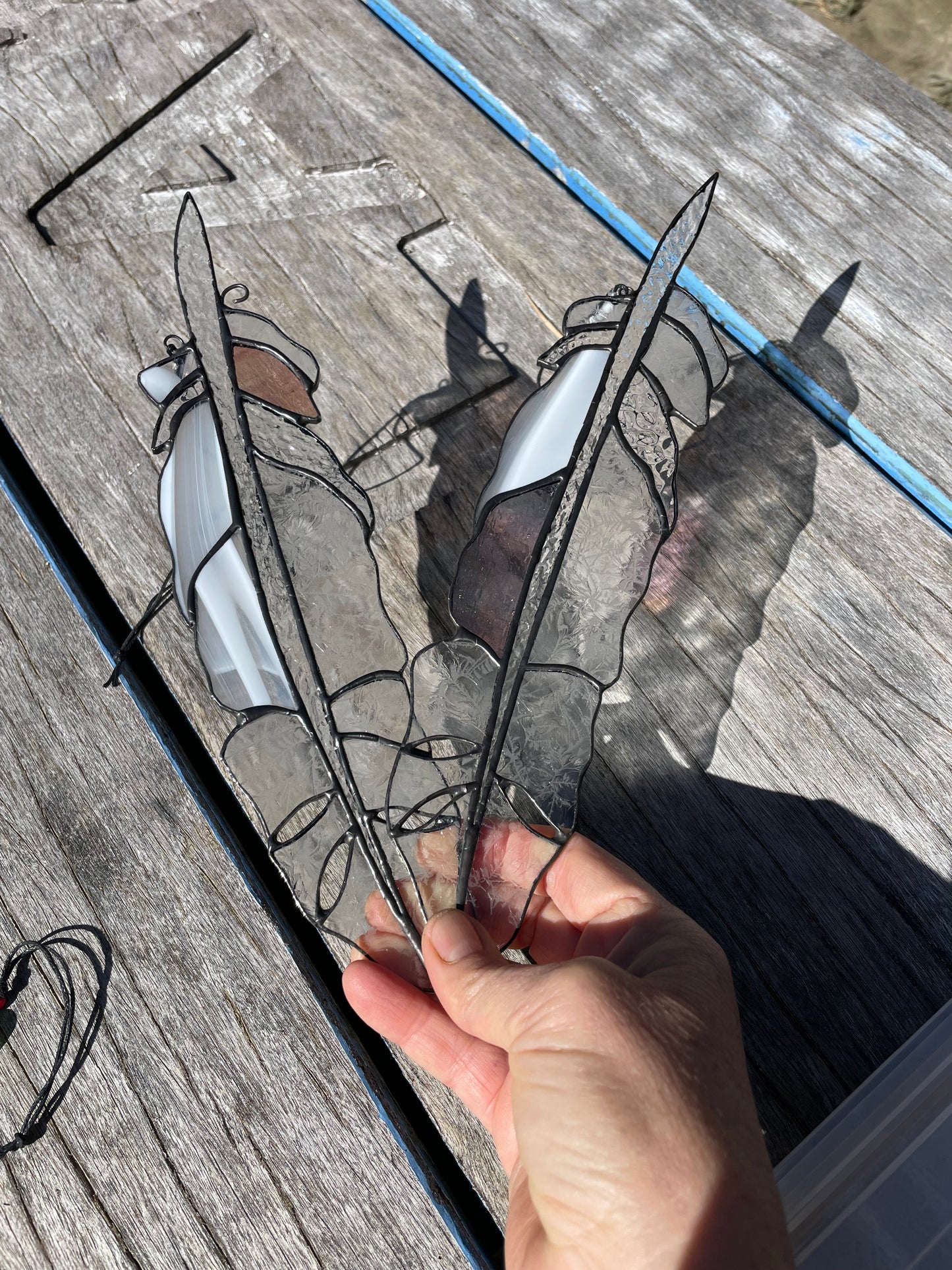 Handcrafted Stainedglass Feather suncatcher - Feather Window Ornament & Home Decor