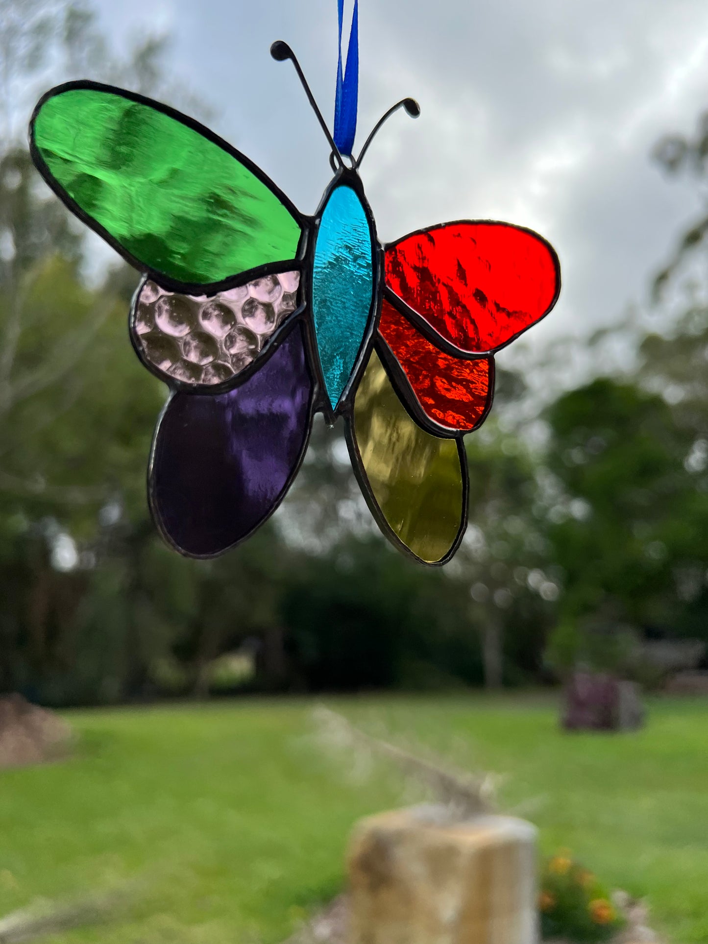 Handcrafted Stainedglass Rainbow Butterfly Suncatcher - Butterfly Window Ornament & Home Decor