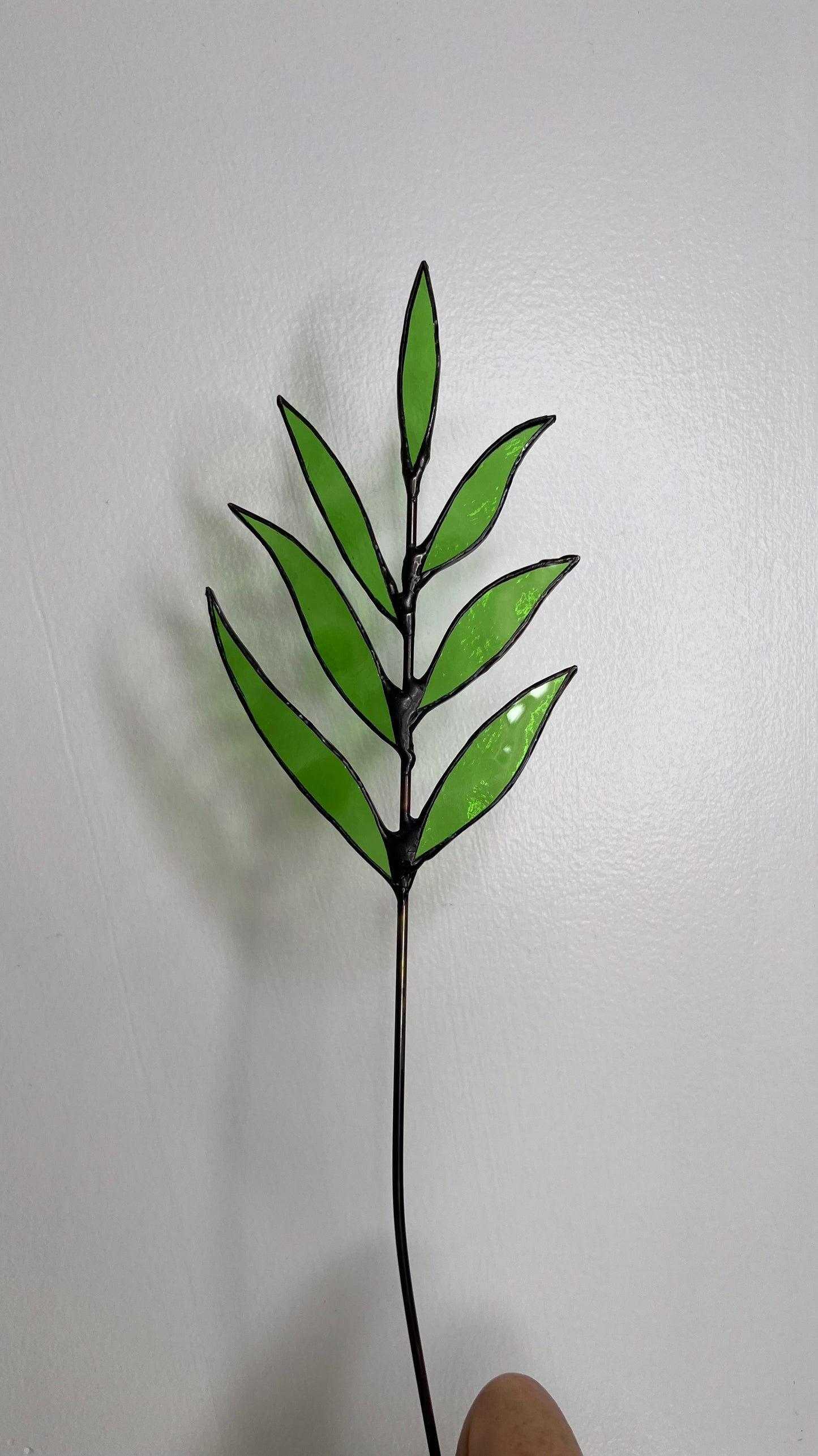 Green glass Leaf Stem