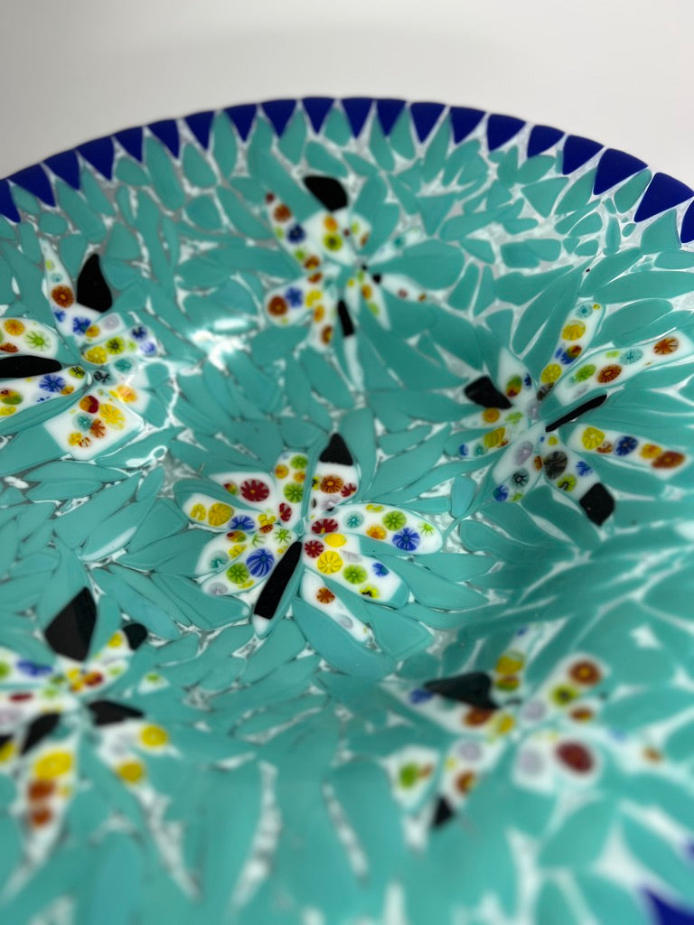 Mosaic fused glass large bowl