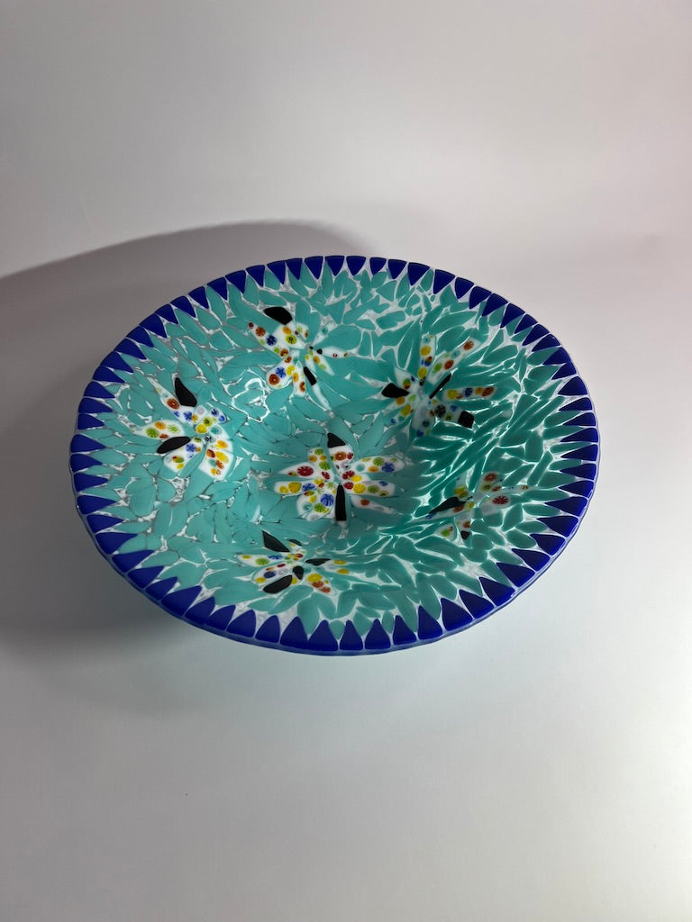 Mosaic fused glass large bowl