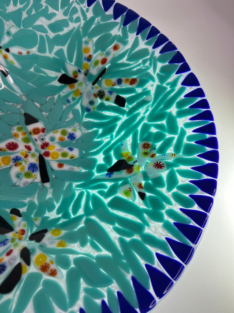 Mosaic fused glass large bowl