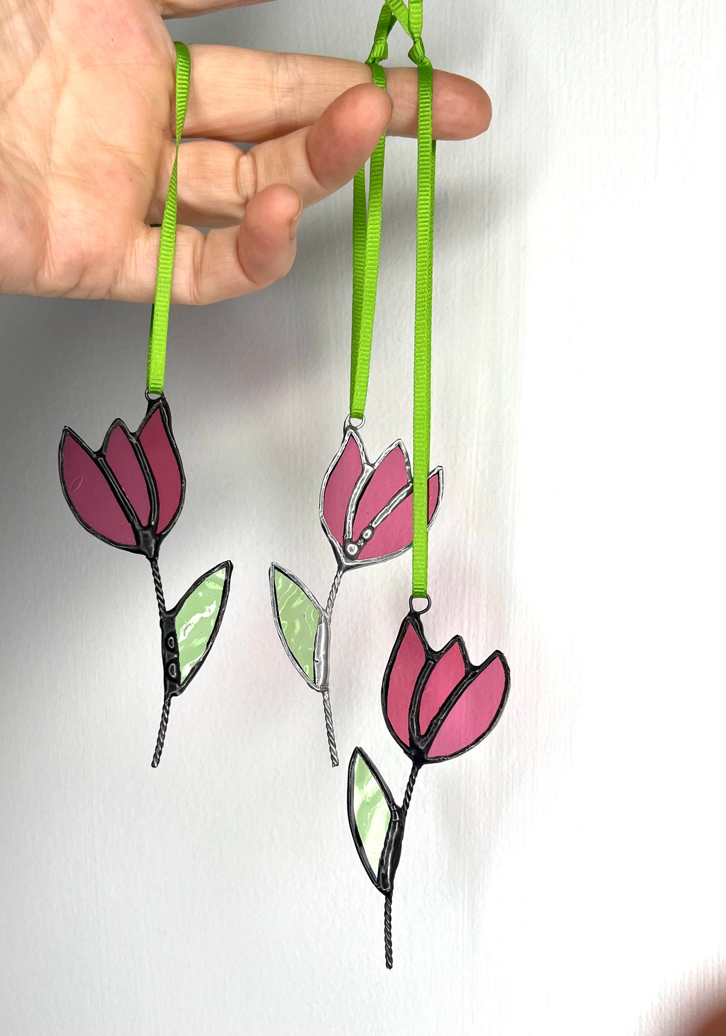 Pink Tulip leadlight Suncatcher