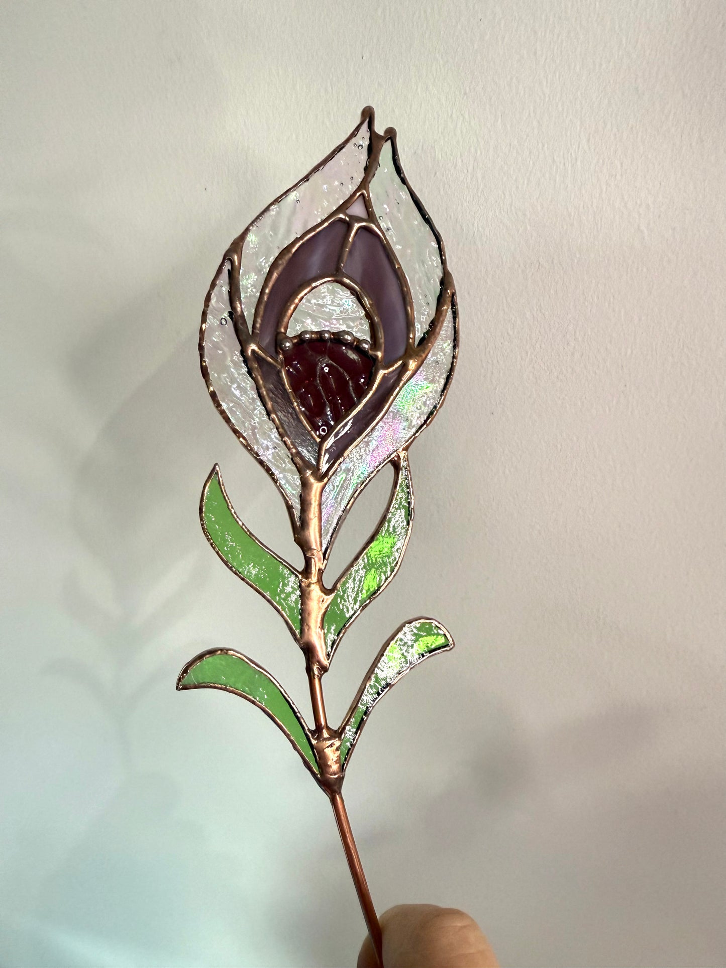 Stainedglass Peacock feather flower stem