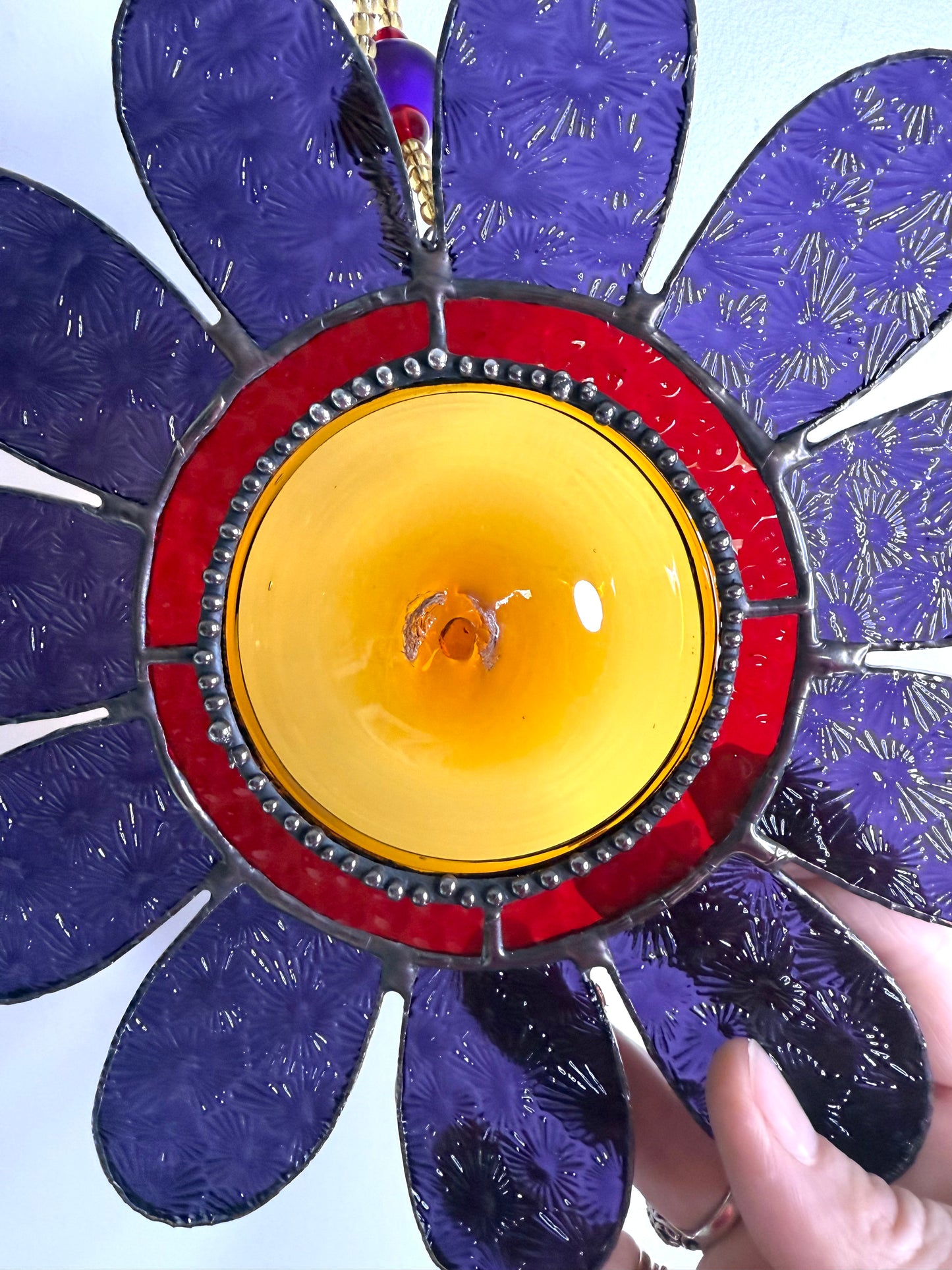 SALE: Handcrafted Stainedglass Large Purple Flower Suncatcher - Flower Window Ornament & Home Decor