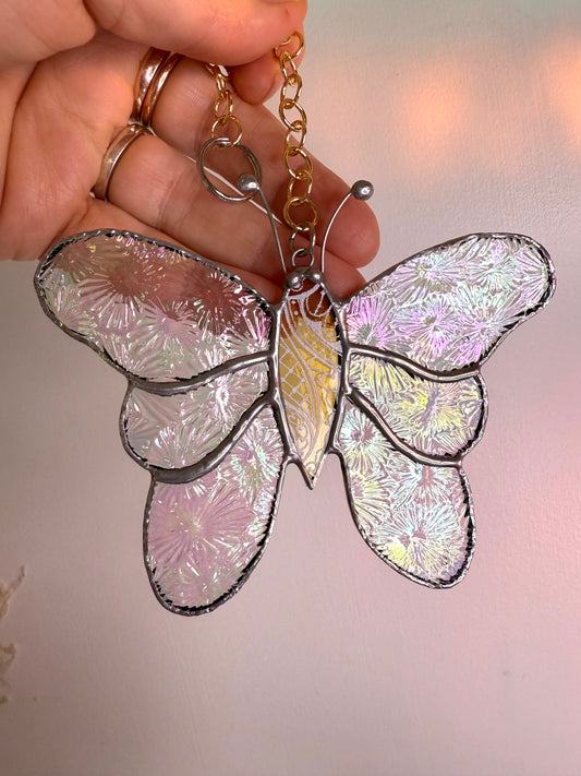 Handcrafted Stainedglass Iridised Butterfly Suncatcher - Butterfly Window Ornament & Home Decor