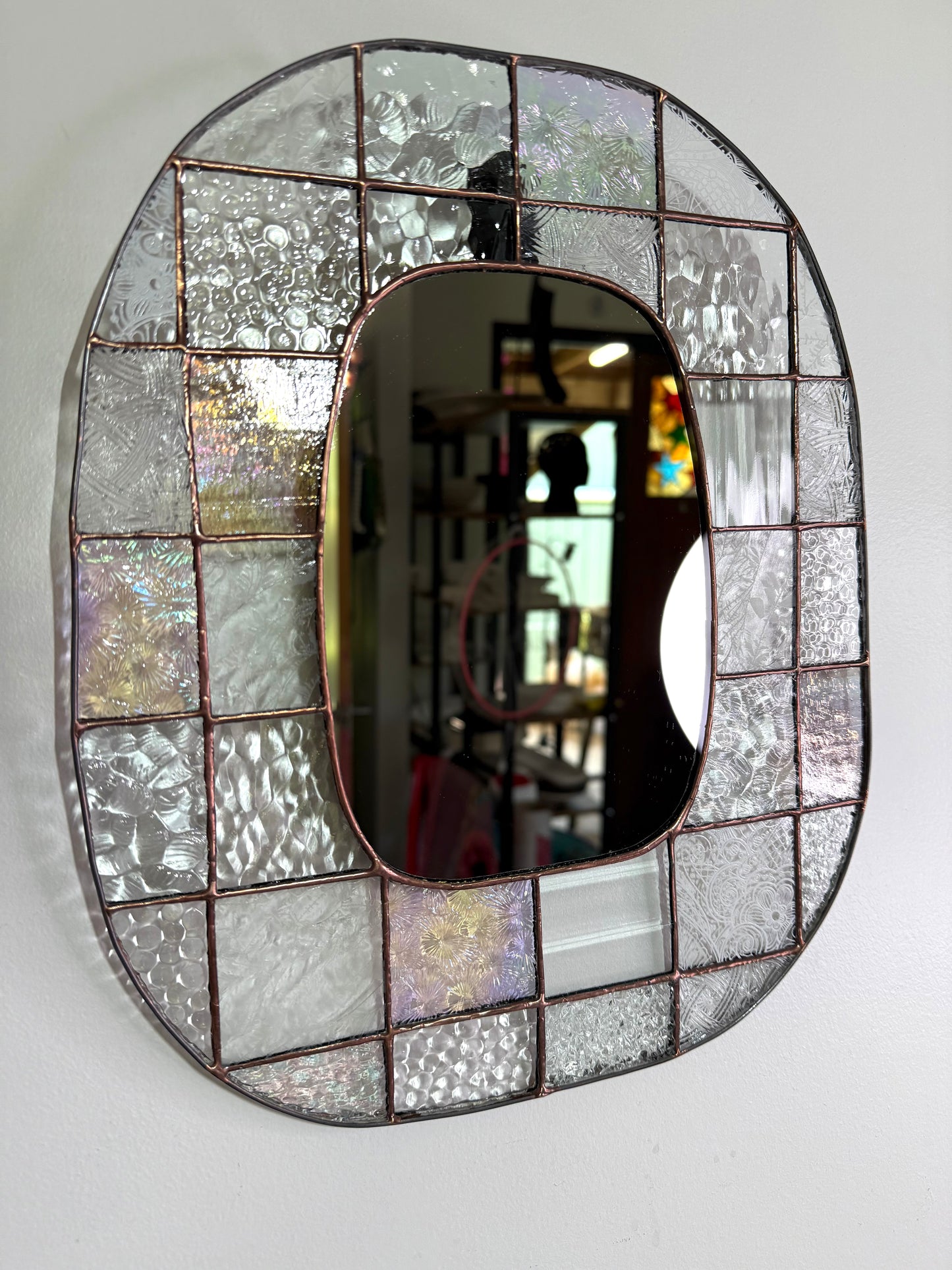 SALE: Stainedglass Clear Checkered Mirror