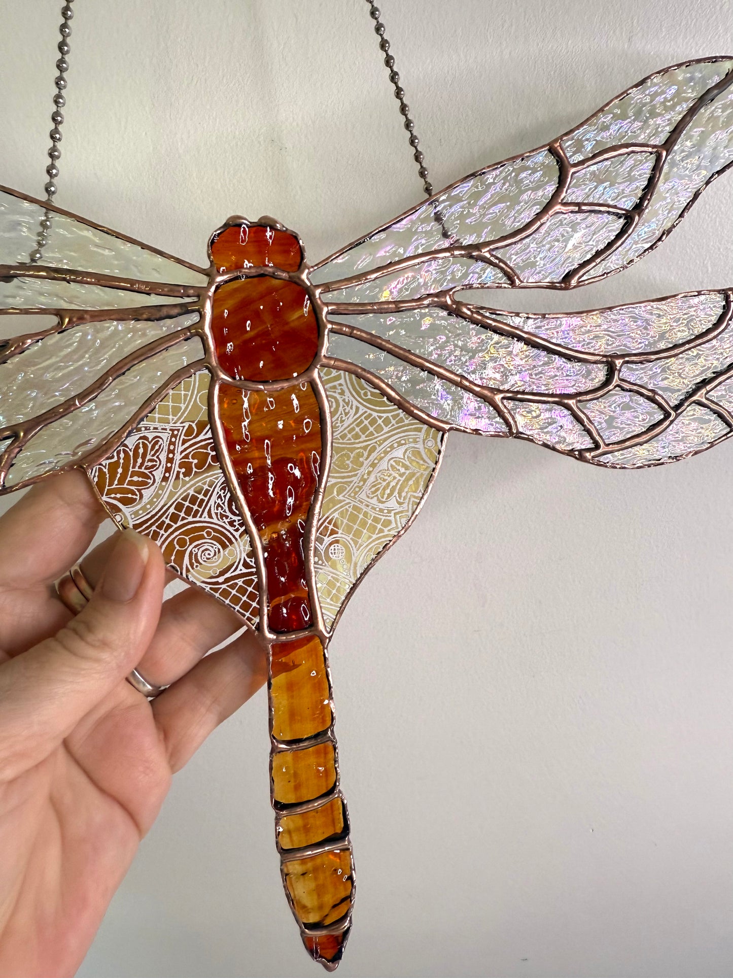 Handcrafted Stainedglass Dragonfly Suncatcher - Bird Window Ornament & Home Decor