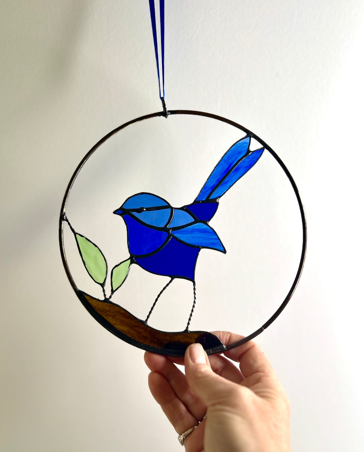 Blue Wren Stainedglass Suncatcher