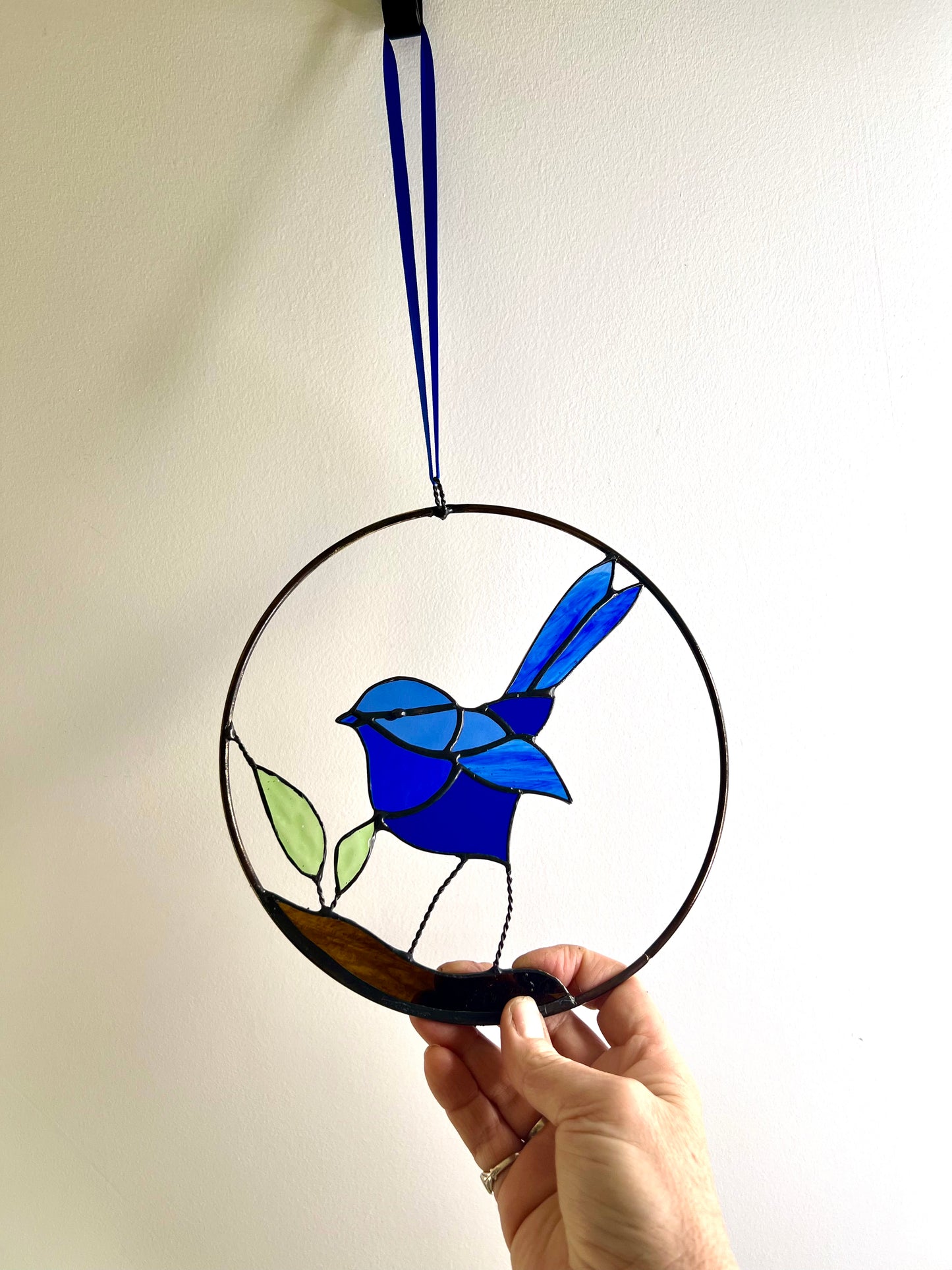 Blue Wren Stainedglass Suncatcher