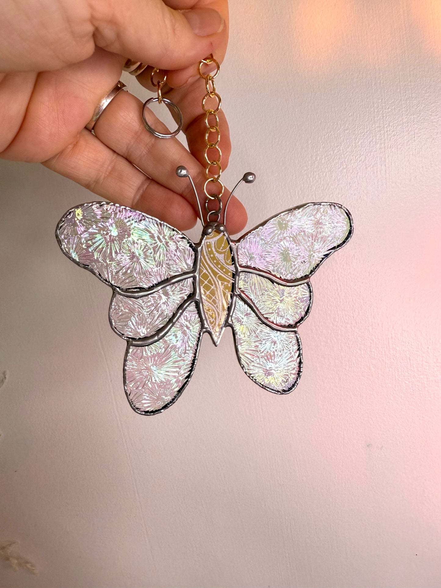Handcrafted Stainedglass Iridised Butterfly Suncatcher - Butterfly Window Ornament & Home Decor