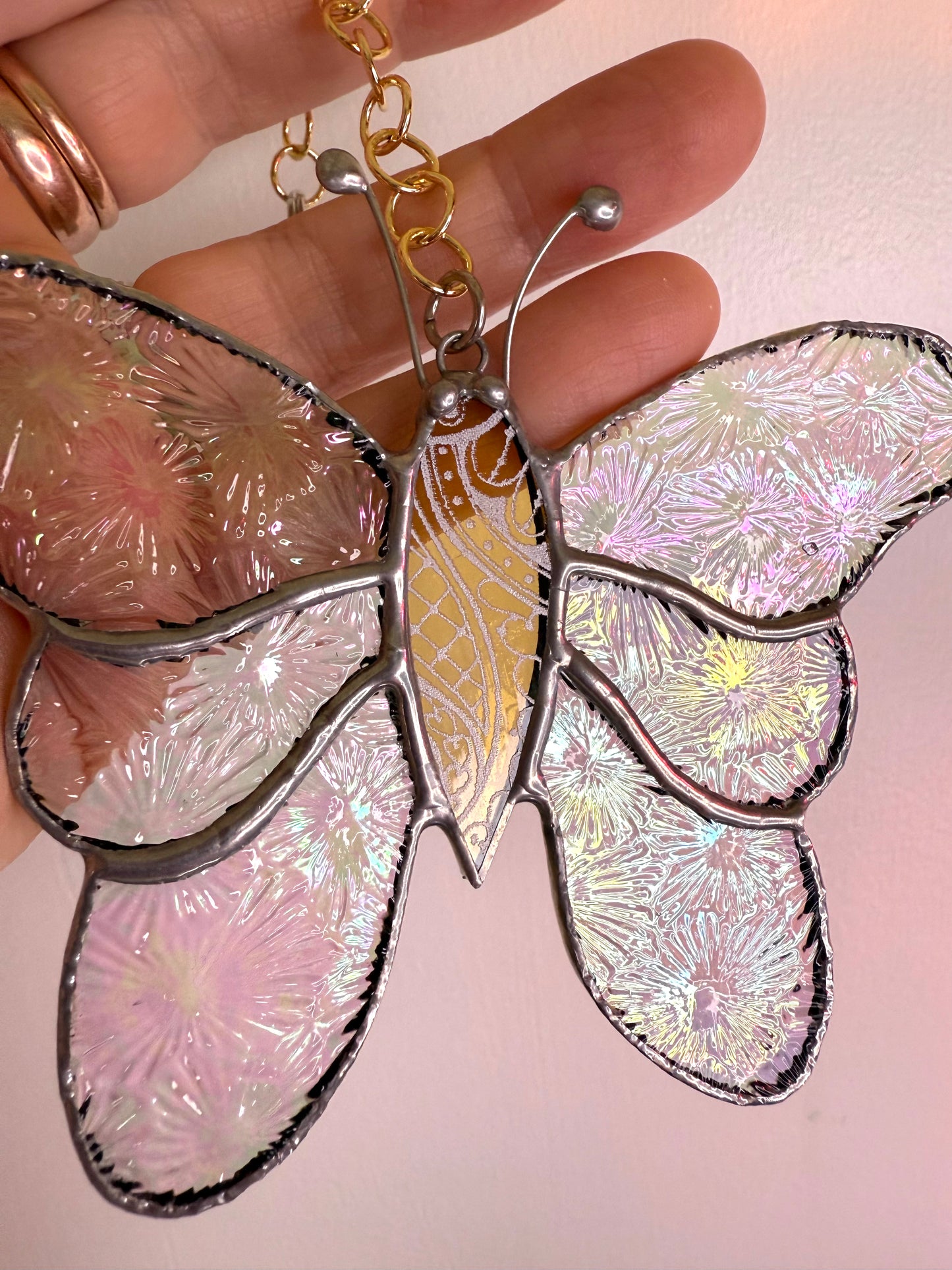 Handcrafted Stainedglass Iridised Butterfly Suncatcher - Butterfly Window Ornament & Home Decor