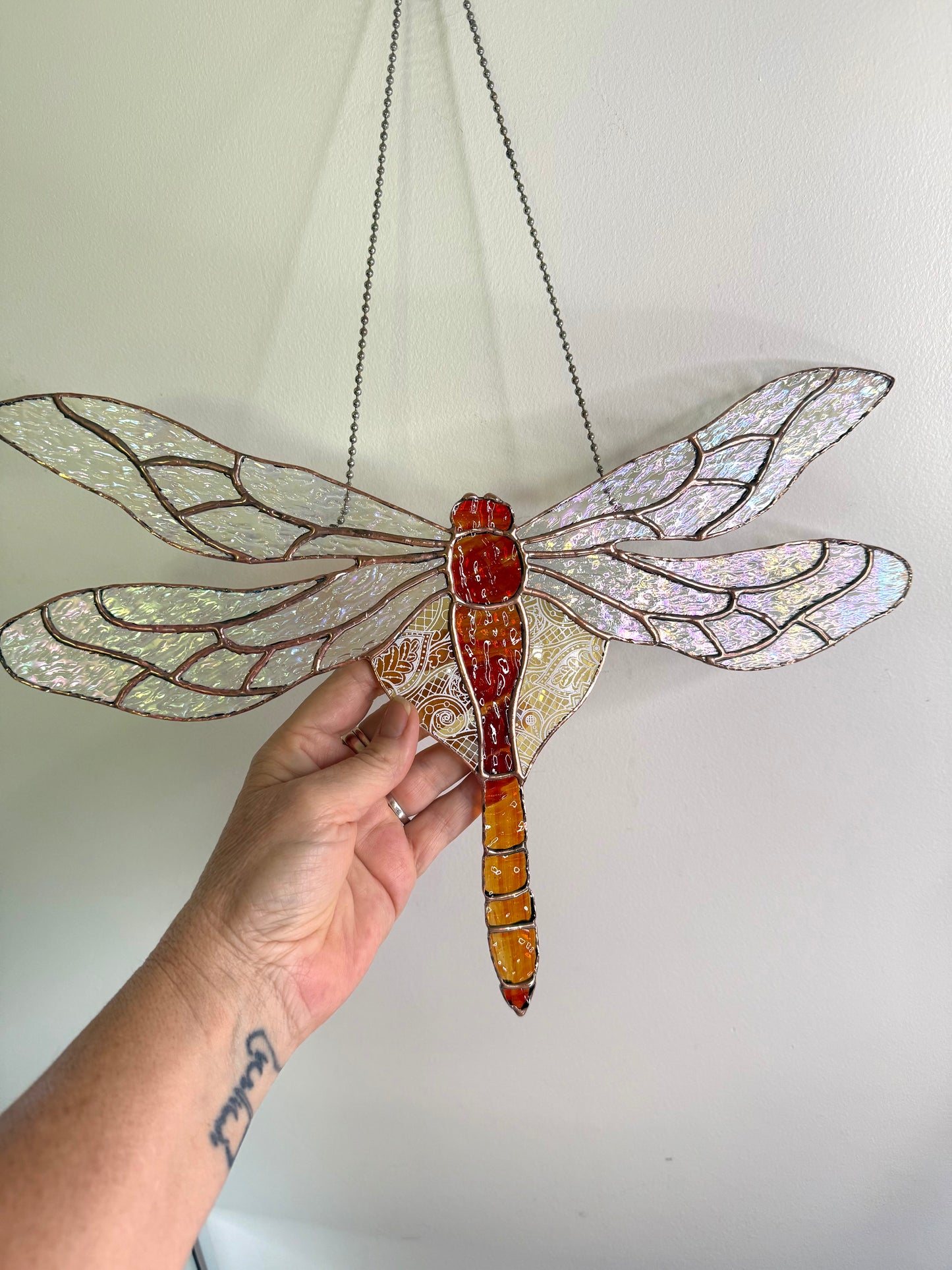 Handcrafted Stainedglass Dragonfly Suncatcher - Bird Window Ornament & Home Decor