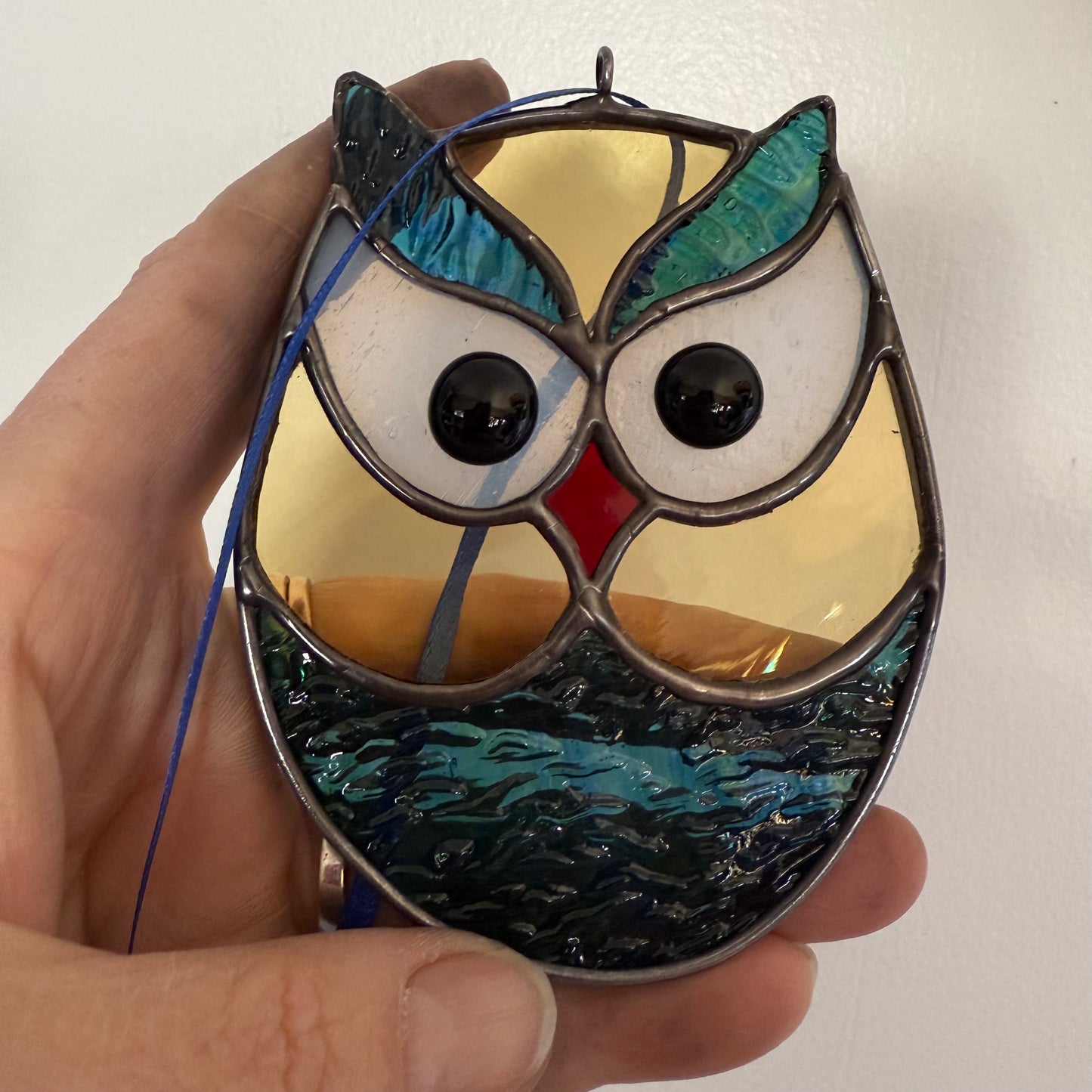 Handcrafted Stainedglass Owl Suncatcher - Bird Window Ornament in & Home Decor