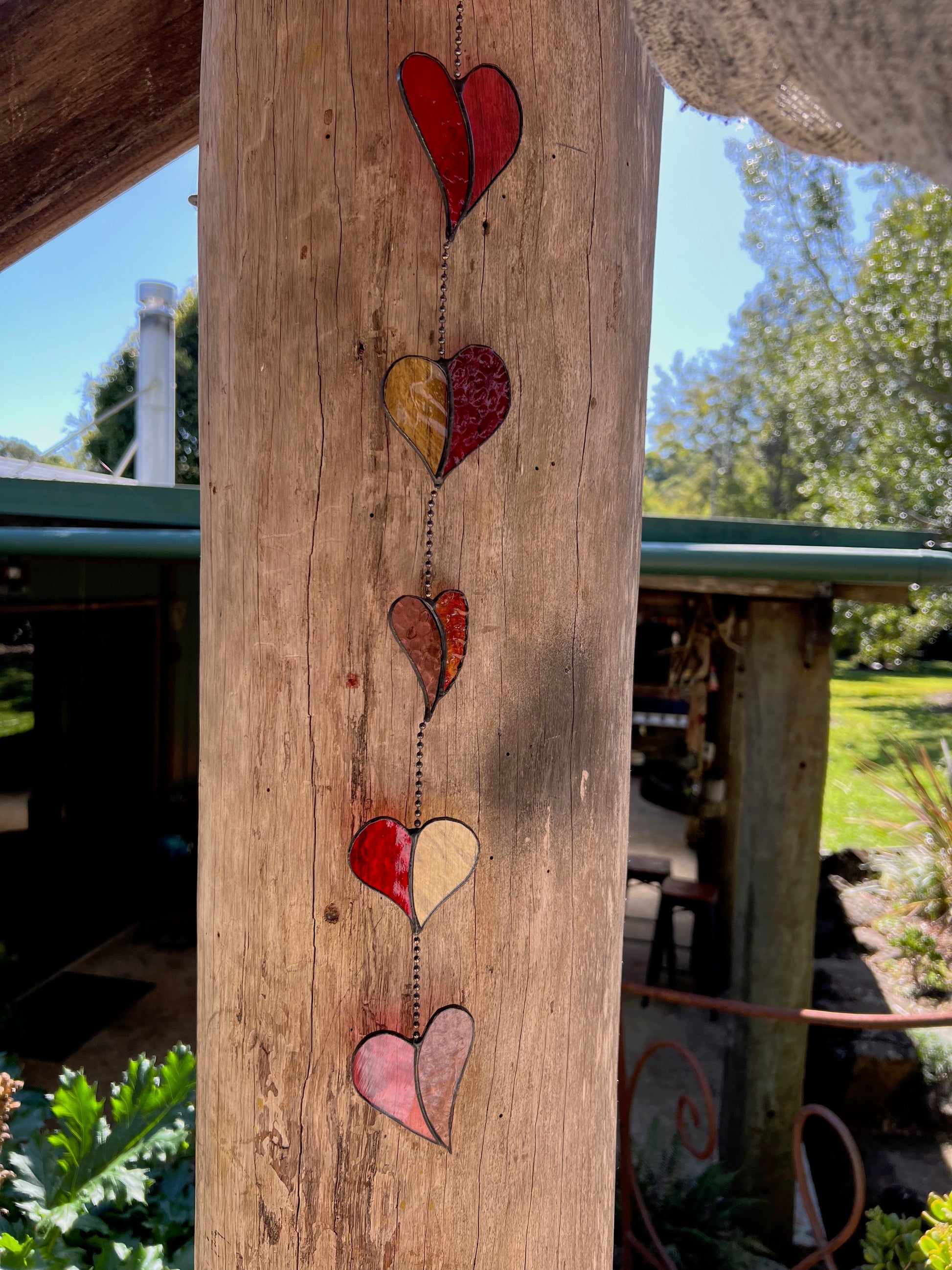 Pink, Gold and Red Glass Heart