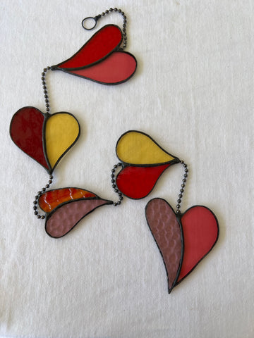 Pink, Gold and Red Glass Heart