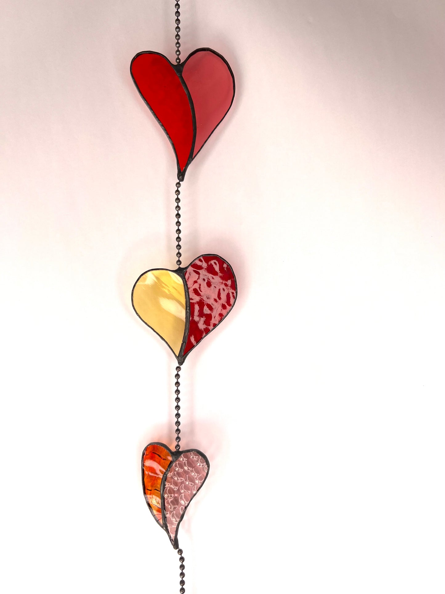 Pink, Gold and Red Glass Heart