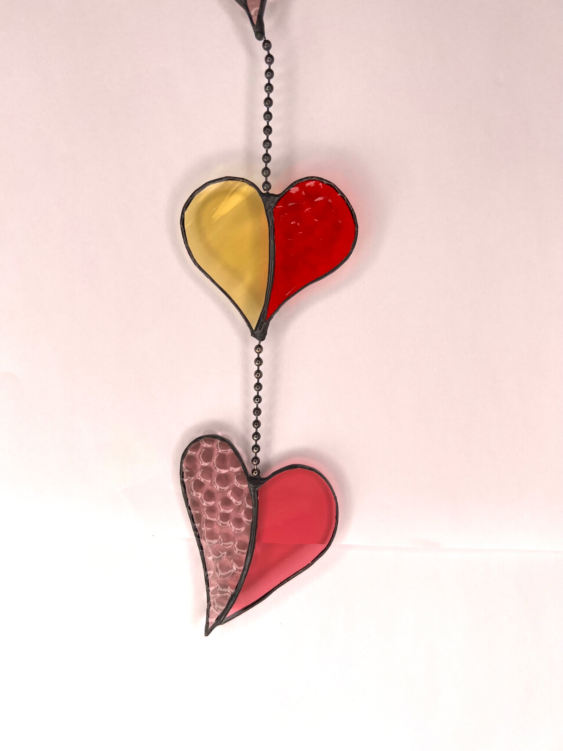 Pink, Gold and Red Glass Heart