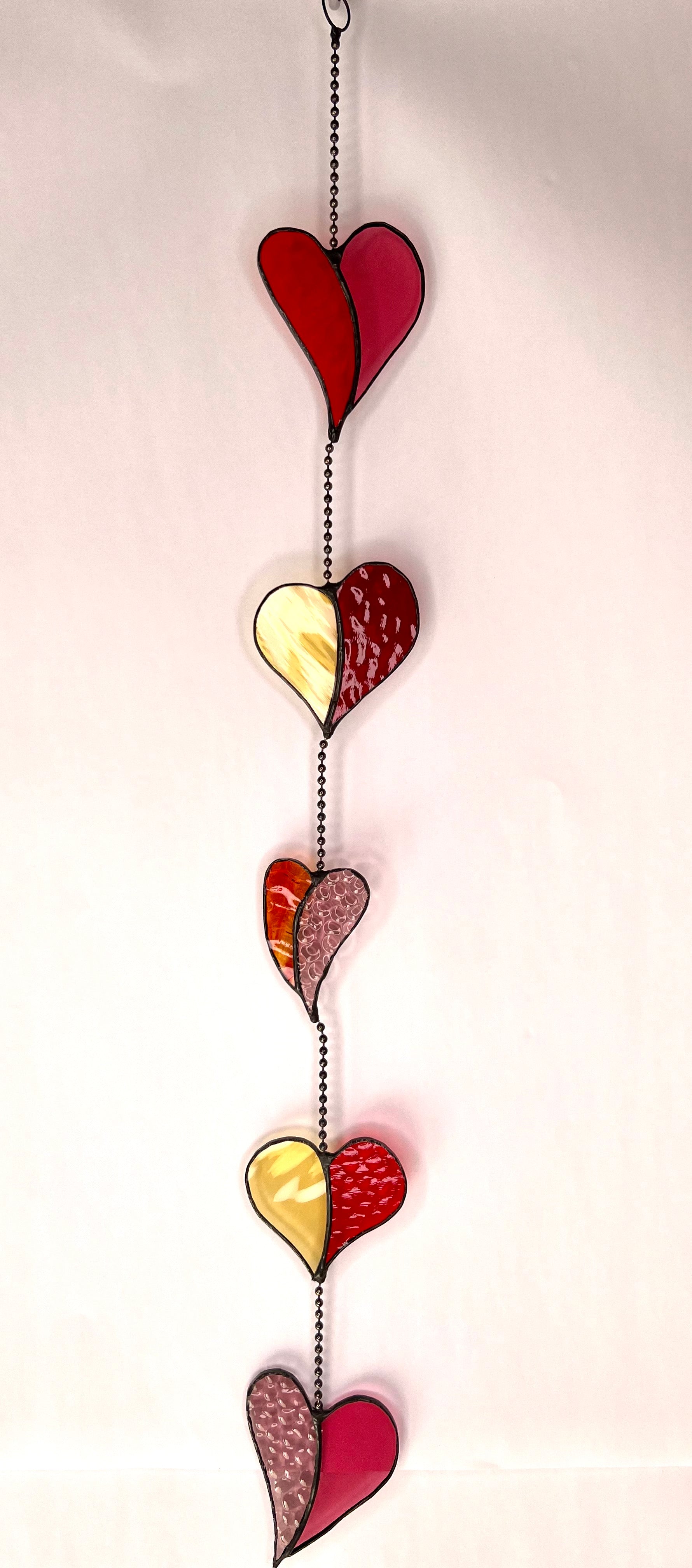 Pink, Gold and Red Glass Heart