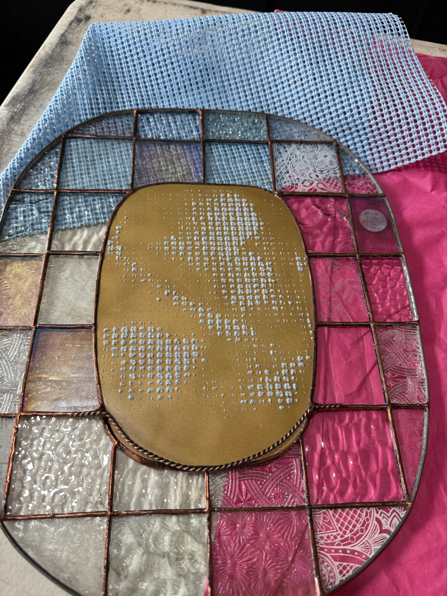 SALE: Stainedglass Clear Checkered Mirror