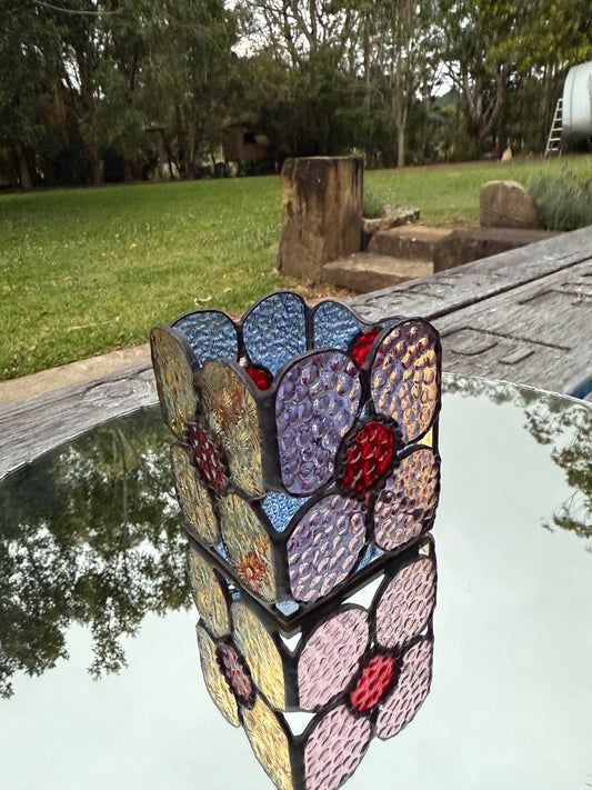 Stainedglass flower candle holder