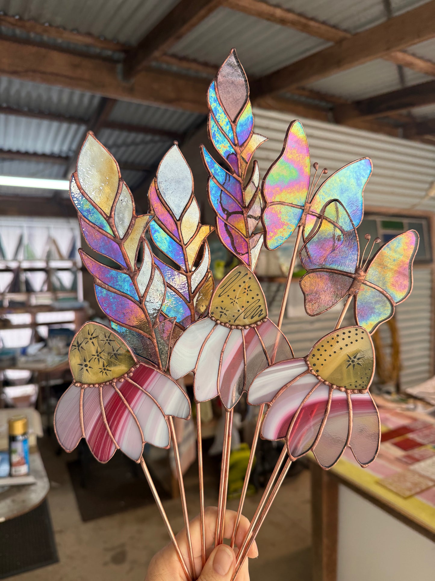 Stainedglass Echinacea glass flower