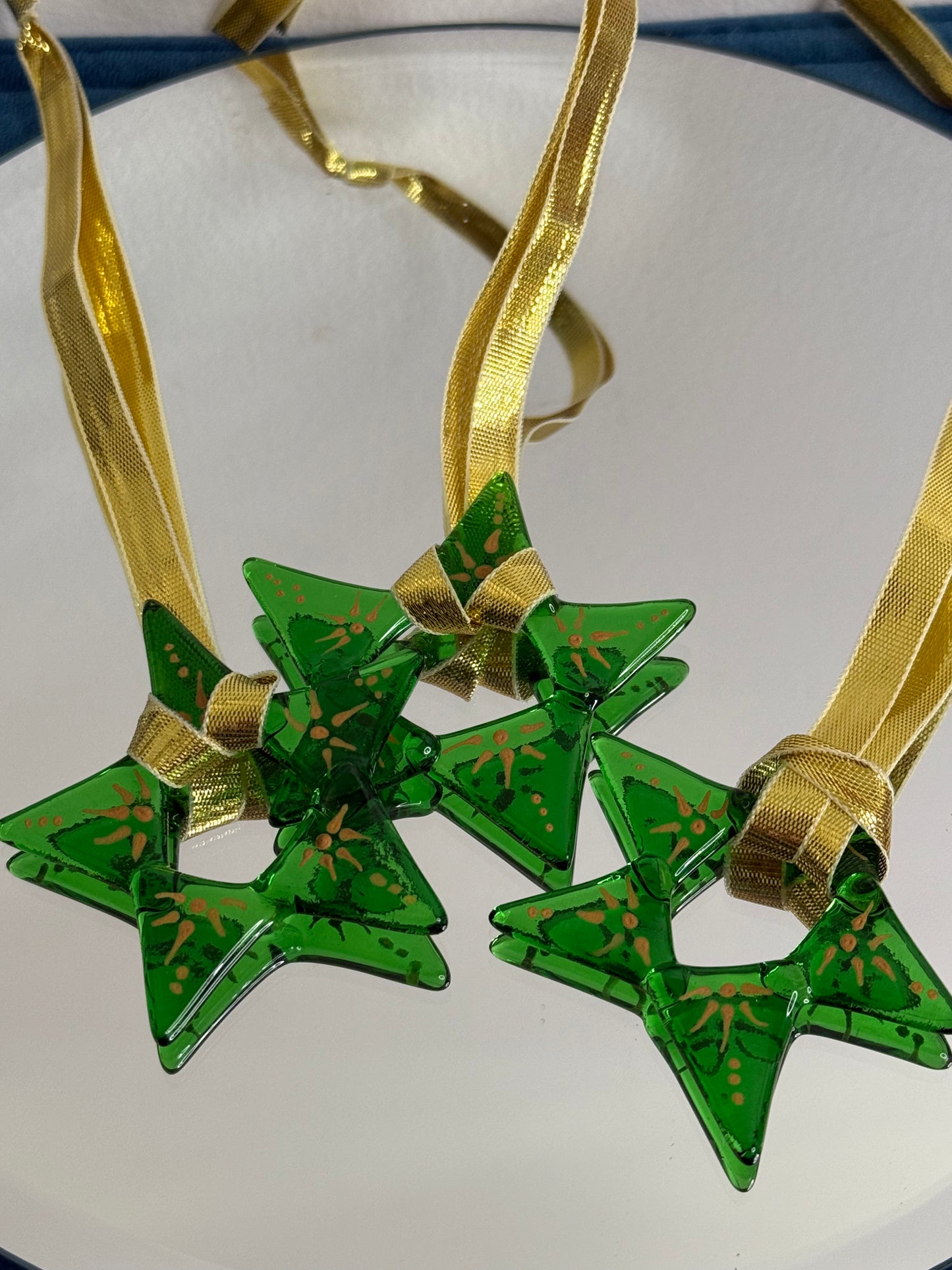 Green hand painted Christmas Stars