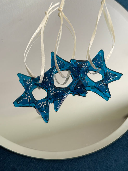 Blue hand painted Christmas Stars