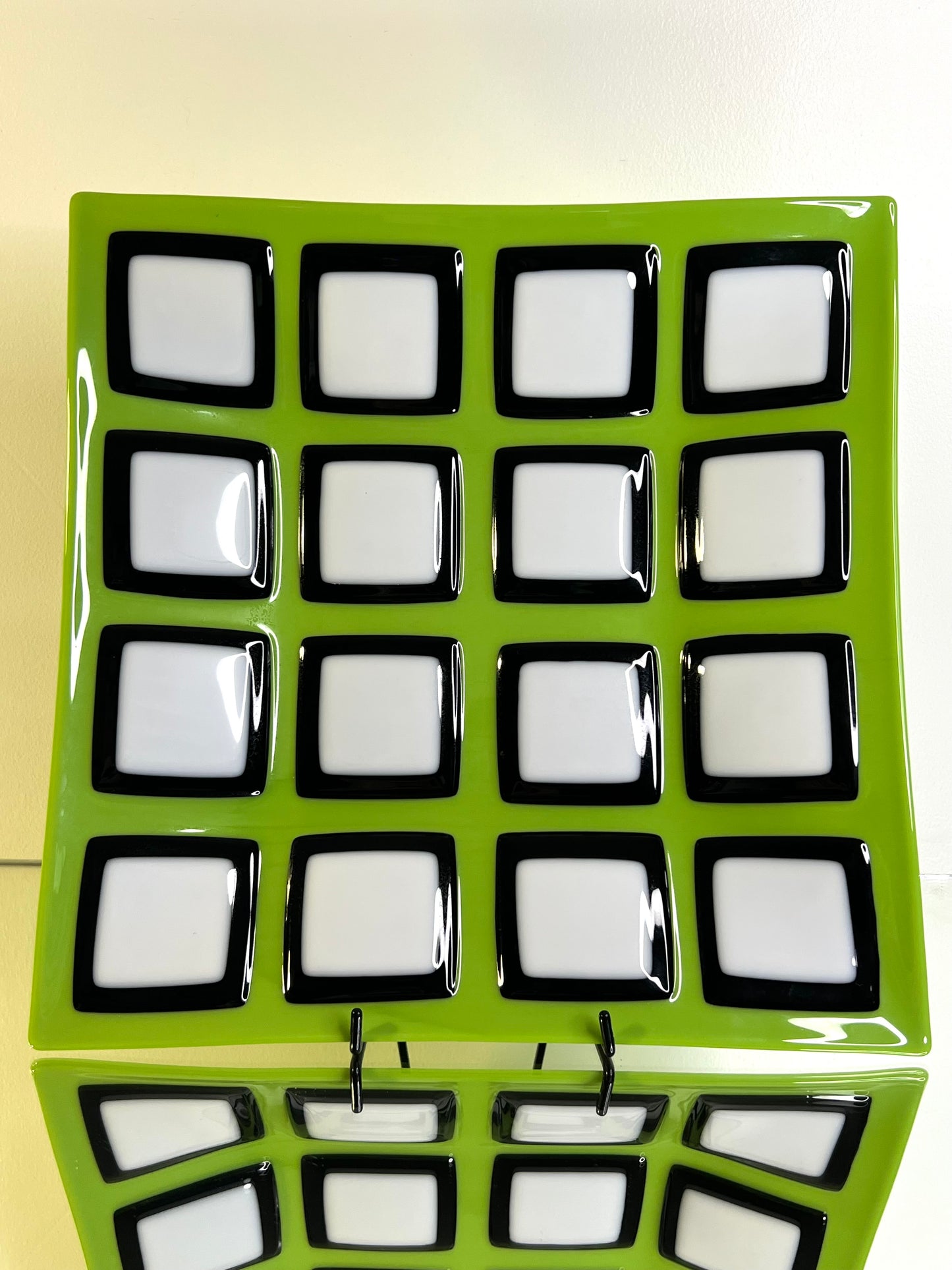 Checkerboard glass platter