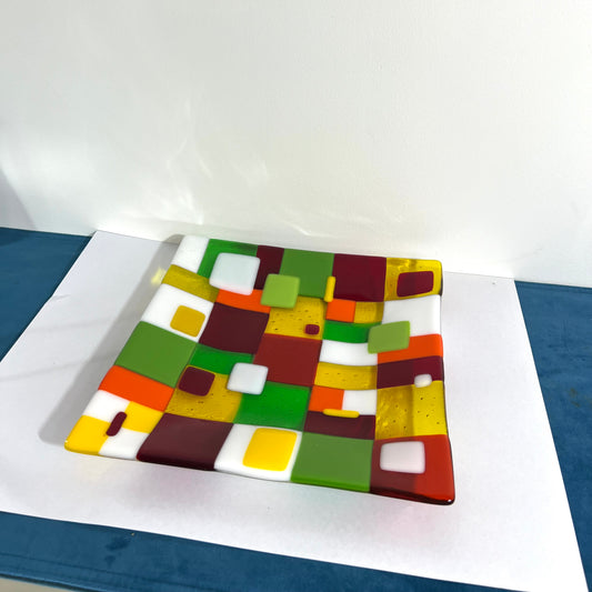 Checkered square platter