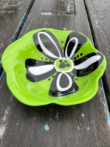 Green with Black and White flower bowl